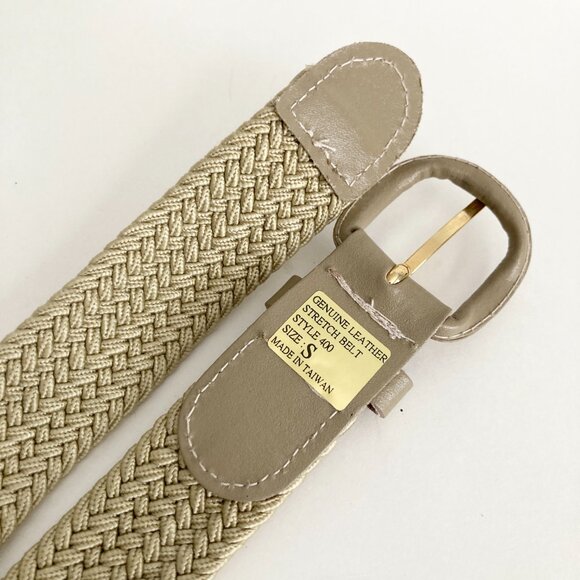 Vintage Braided Womens Belt Cream Beige Tan Size 30 S/M 27-33" Leather Taiwan - Picture 8 of 11